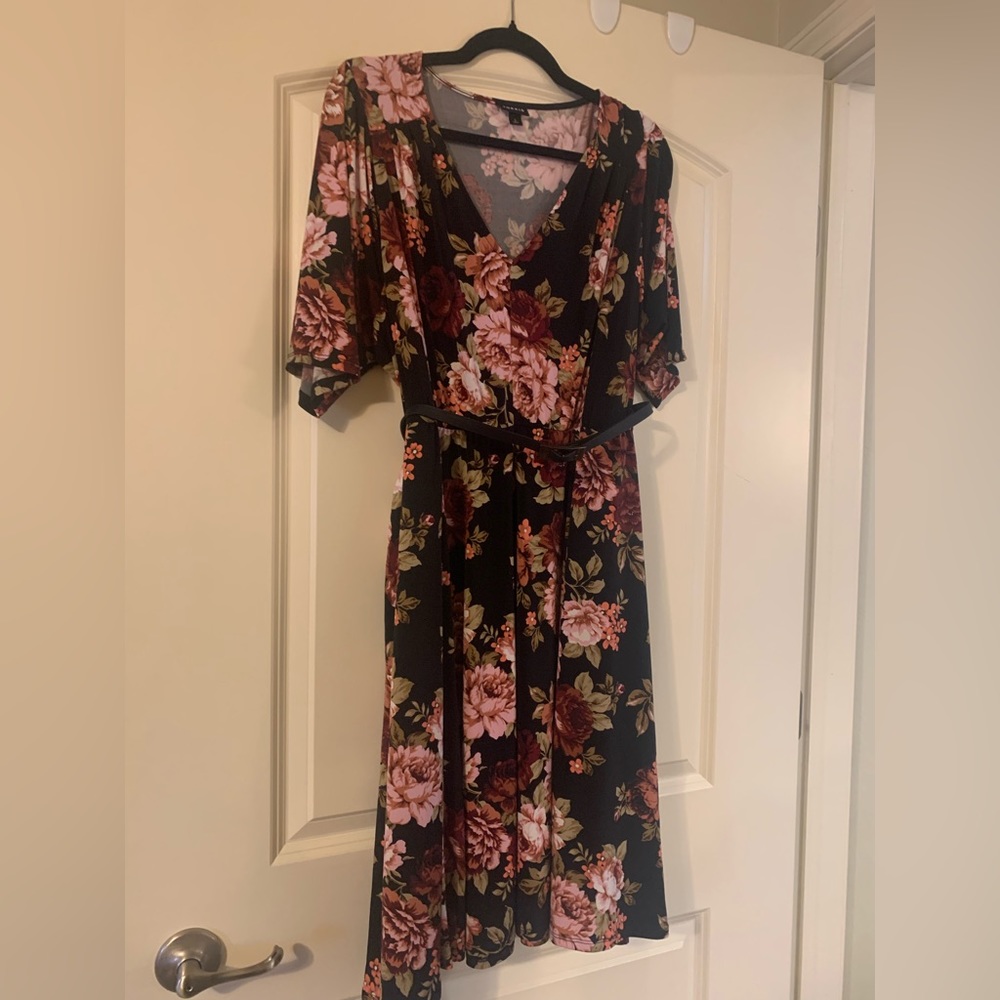 Slinky Minky Curator of Dark Pink Roses Needed for Torrid Studio Knit Dress
